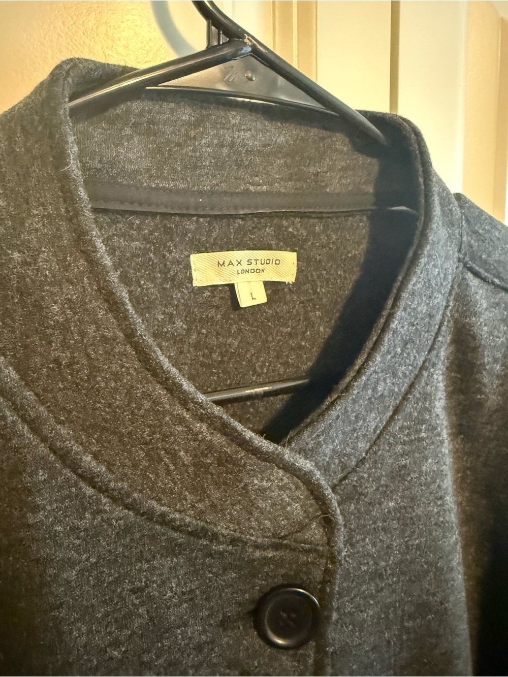 Max Studio Dark Gray Button-Front Bomber Jacket - Picture 2 of 3
